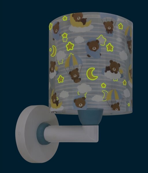 Dalber 41579T - Dětská nástěnná lampa BABY TEDDY 1xE27/15W/230V modrá