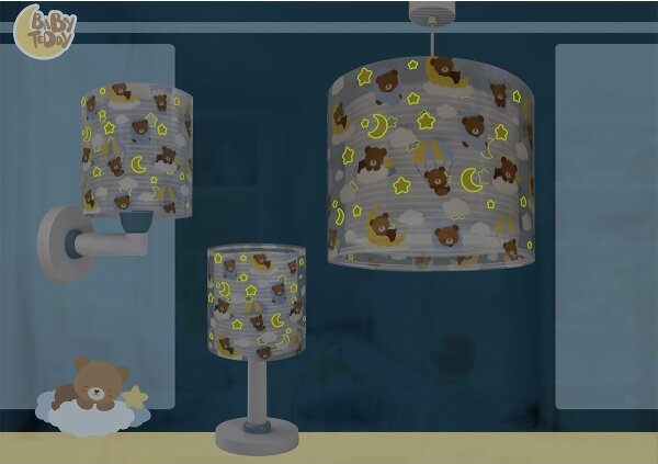 Dalber 41579T - Dětská nástěnná lampa BABY TEDDY 1xE27/15W/230V modrá