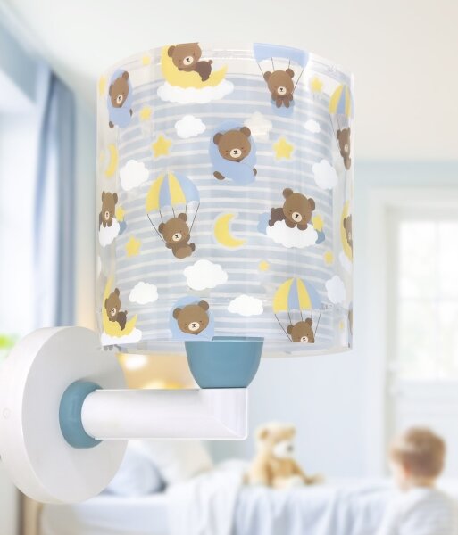 Dalber 41579T - Dětská nástěnná lampa BABY TEDDY 1xE27/15W/230V modrá
