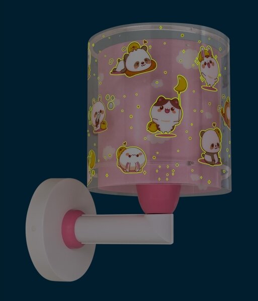 Dalber 41769S - Dětská nástěnná lampa KAWAII FRIENDS 1xE27/15W/230V růžová