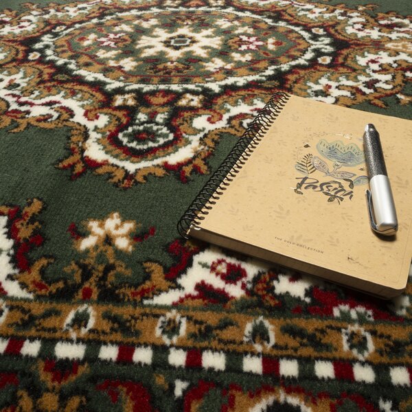 Alfa Carpets, Běhoun na míru TEHERAN T-102 green, šíře 100 cm, zelená, chodba / předsíň