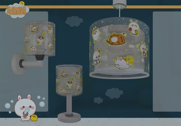 Dalber 41769E - Dětská nástěnná lampa KAWAII FRIENDS 1xE27/15W/230V šedá
