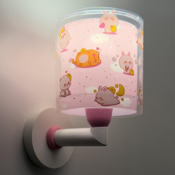 Dalber 41769S - Dětská nástěnná lampa KAWAII FRIENDS 1xE27/15W/230V růžová