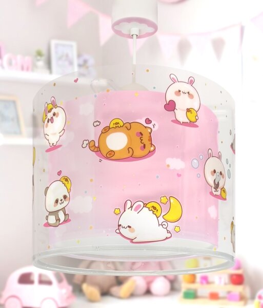 Dalber 41762S - Dětský lustr KAWAII FRIENDS 1xE27/15W/230V růžová