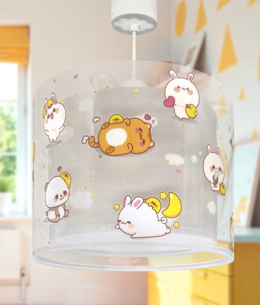 Dalber 41762E - Dětský lustr KAWAII FRIENDS 1xE27/15W/230V šedá