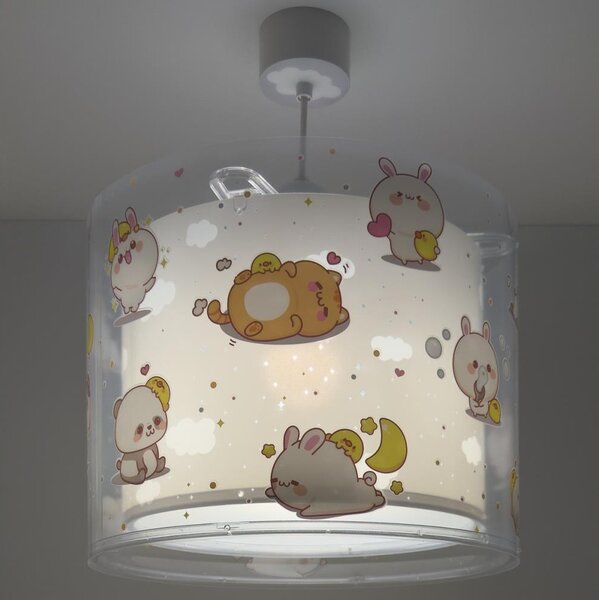 Dalber 41762E - Dětský lustr KAWAII FRIENDS 1xE27/15W/230V šedá