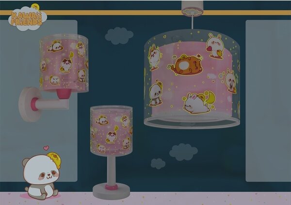 Dalber 41769S - Dětská nástěnná lampa KAWAII FRIENDS 1xE27/15W/230V růžová