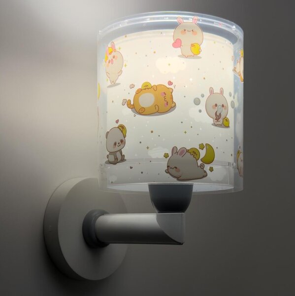 Dalber 41769E - Dětská nástěnná lampa KAWAII FRIENDS 1xE27/15W/230V šedá