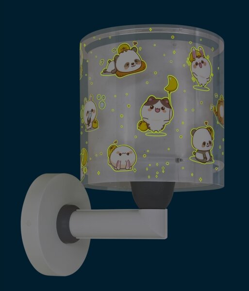 Dalber 41769E - Dětská nástěnná lampa KAWAII FRIENDS 1xE27/15W/230V šedá