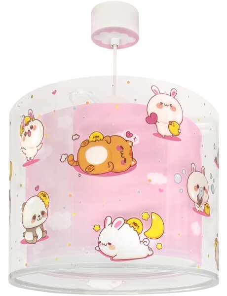 Dalber 41762S - Dětský lustr KAWAII FRIENDS 1xE27/15W/230V růžová