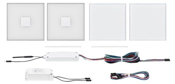 P 78412 LumiTiles LED dlaždice čtvercová 2ks sada IP44 100x10mm 230/12V 2x0,75W stmívatelné 2700K bílá umělá hmota/hliník - PAULMANN