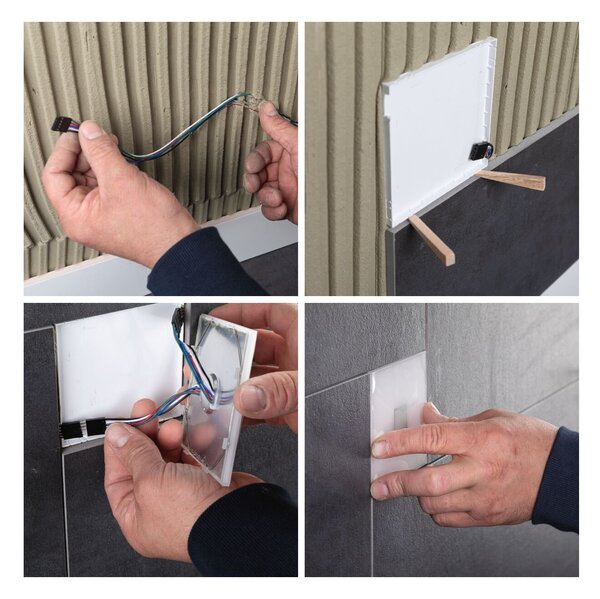 P 78413 LumiTiles LED dlaždice čtvercová 5ks sada IP44 100x10mm 230/12V 5x0,75W stmívatelné 2700K bílá umělá hmota/hliník - PAULMANN