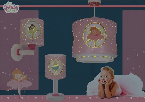 Dalber 60919 - Dětská nástěnná lampa PRINCESS DANCE 1xE27/15W/230V růžová