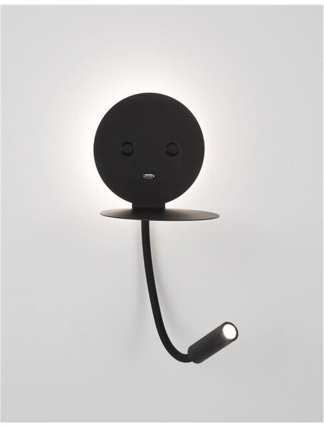 Nova Luce Bodové LED svítidlo ECLIP, nastavitelné, USB nabíjení, 3000K Barva: Černá