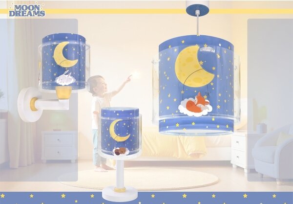 Dalber 76639 - Dětská nástěnná lampa MOON DREAMS 1xE27/15W/230V modrá