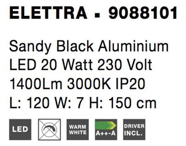 Nova Luce Závěsné LED svítidlo ELETTRA, 20W 3000K Barva: Černá