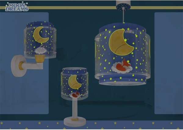 Dalber 76639 - Dětská nástěnná lampa MOON DREAMS 1xE27/15W/230V modrá