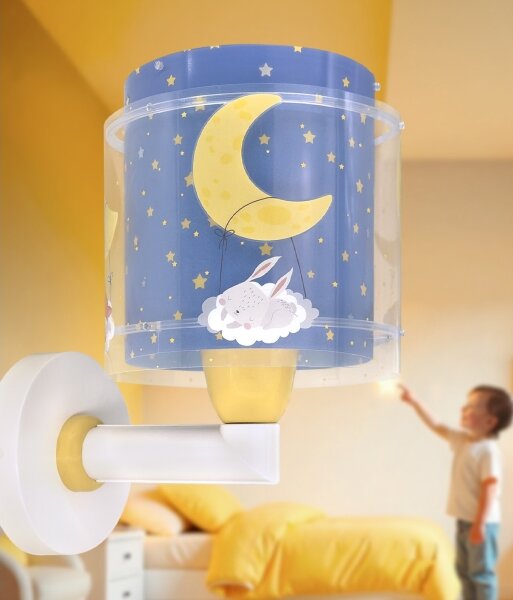 Dalber 76639 - Dětská nástěnná lampa MOON DREAMS 1xE27/15W/230V modrá