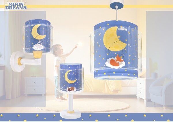 Dalber 76632 - Dětský lustr MOON DREAMS 1xE27/15W/230V modrá