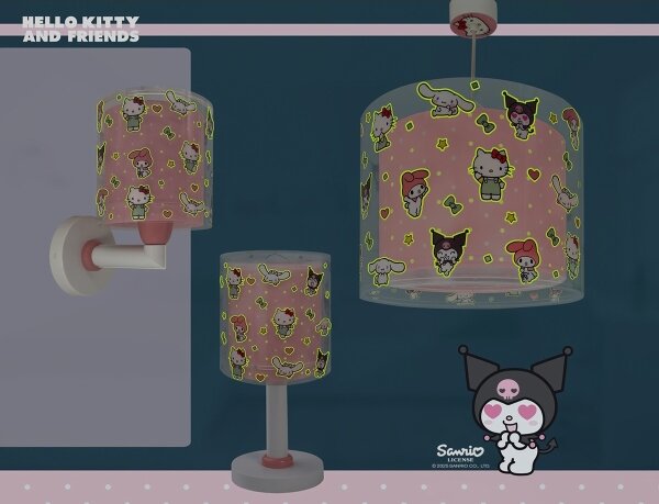 Dalber 41252 - Dětský lustr HELLO KITTY&FRIENDS 1xE27/15W/230V růžová