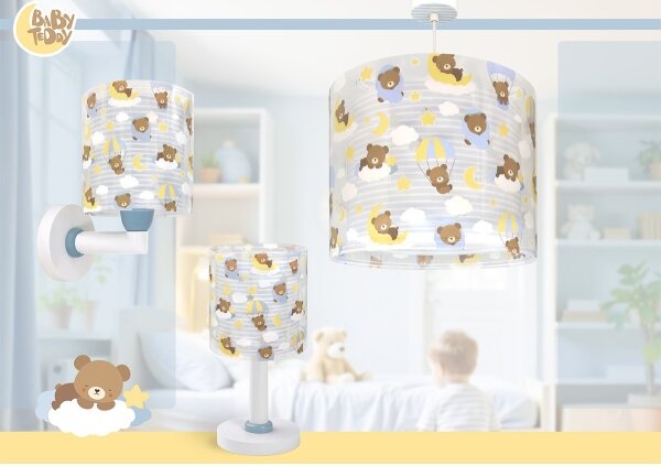 Dalber 41572T - Dětský lustr BABY TEDDY 1xE27/15W/230V modrá