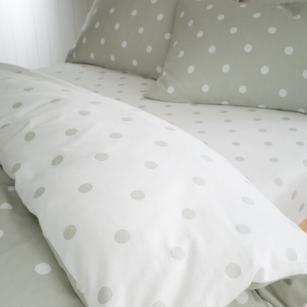 Bílé/zelené napínací flanelové prostěradlo 150x200 cm Polka Dot – Catherine Lansfield