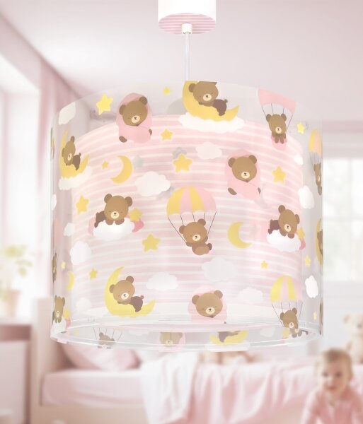 Dalber 41572S - Dětský lustr BABY TEDDY 1xE27/15W/230V růžová