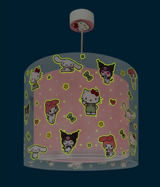 Dalber 41252 - Dětský lustr HELLO KITTY&FRIENDS 1xE27/15W/230V růžová