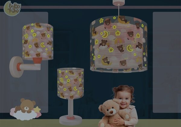 Dalber 41572S - Dětský lustr BABY TEDDY 1xE27/15W/230V růžová