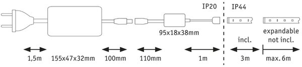 P 78884 MaxLED 500 LED Strip Smart Home Zigbee RGBW 3m 27W 60LEDs/m 3000K 60VA - PAULMANN