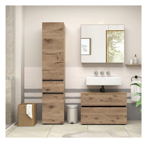 Skříňka pod umyvadlo v dekoru dubu v přírodní barvě 80x55 cm Wisla – Støraa