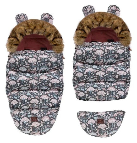 Rostoucí fusak do kočárku TEDDY GROW-UP - růžové lístky