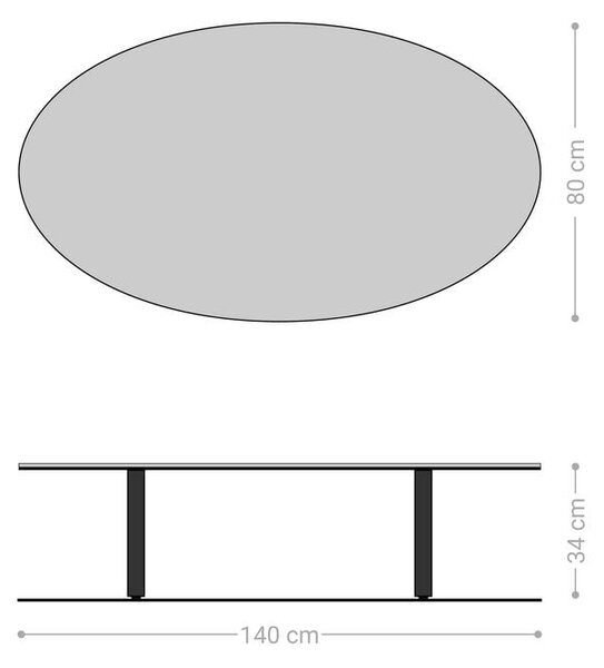 DELIFE Konferenční stolek Edge oválný 140×80 cm keramika Emperador Extra Lucidato tmavě hnědá Lumia akryl
