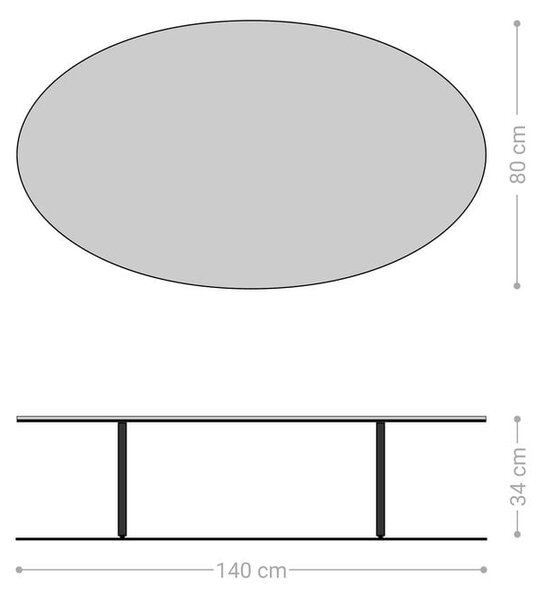 DELIFE Konferenční stolek Edge oválný 140×80 cm keramika Emperador Extra Lucidato tmavě hnědá Salto kov černá