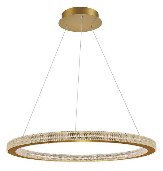 Nova Luce Závěsné LED svítidlo FIORE antický zlatý mosazný hliník a akryl 80W 3000K stmívatelné