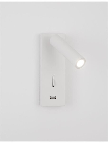 Nova Luce Bodové LED svítidlo FUSE, USB nabíjení, 3W 3000K Barva: Bílá