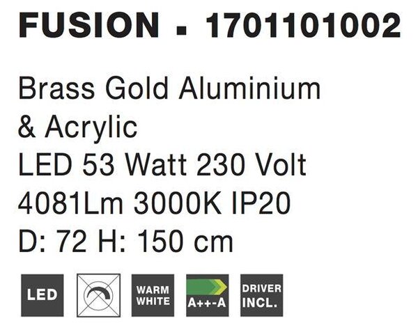 Nova Luce Závěsné LED svítidlo FUSION, 53W 3000K Barva: Bílá