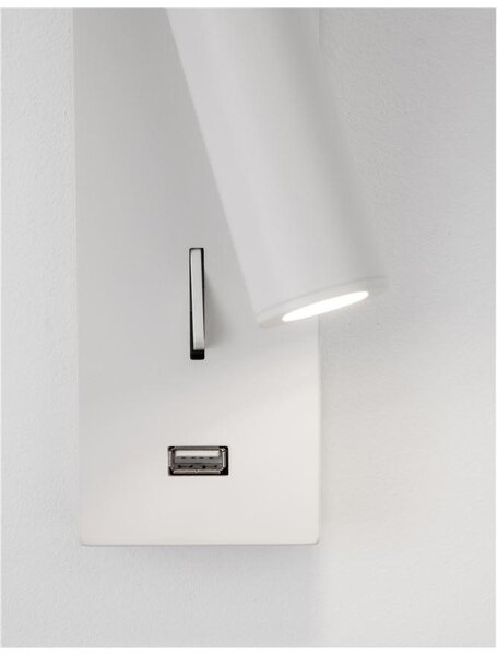 Nova Luce Bodové LED svítidlo FUSE, USB nabíjení, 3W 3000K Barva: Bílá