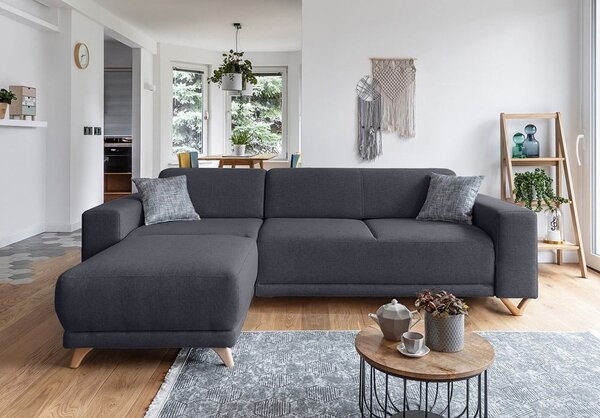Antracitová rozkládací/s úložným prostorem rohová pohovka Classy Sophie – Miuform