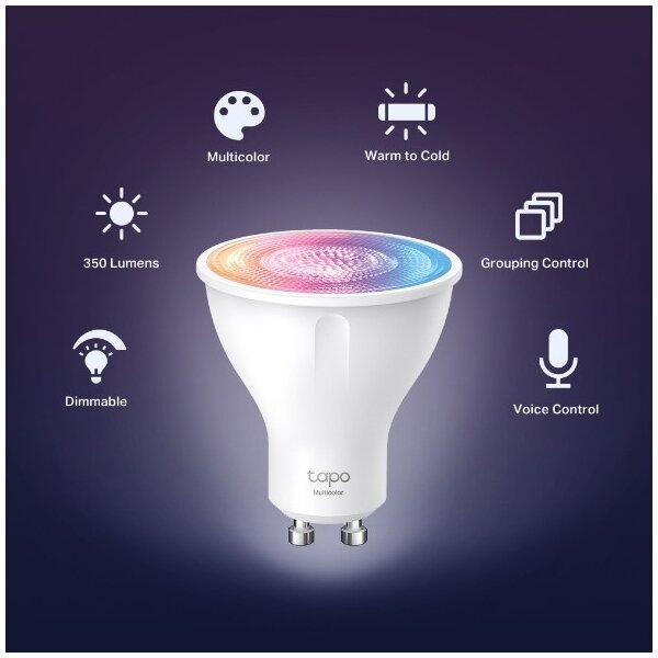 LED RGBW Stmívatelná žárovka GU10/3,7W/230V 2200-6500K Wi-Fi - TP-Link