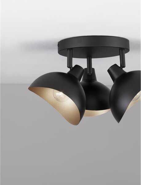 Nova Luce Stropní svítidlo GEETI matná černá a zlatý kov E14 3x5W