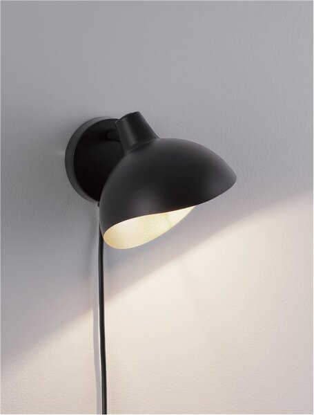 Nova Luce Nástěnné svítidlo GEETI matná černá a zlatý kov E14 1x5W