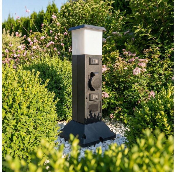 Brilagi - Venkovní lampa se 2 zásuvkami SCHUKO 1xE14/15W/230V IP44 černá
