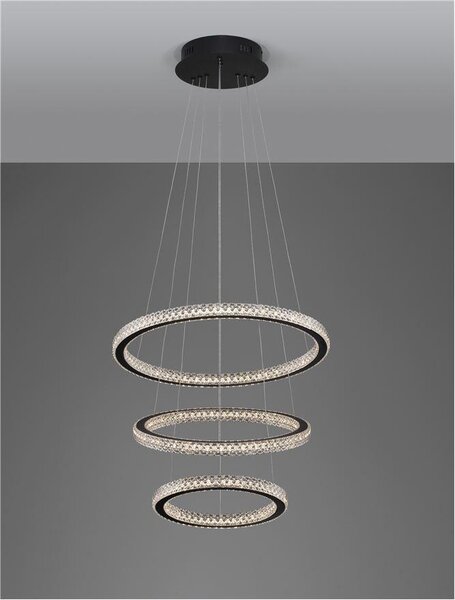 Nova Luce Závěsné LED svítidlo GINEVRA černý hliník a akryl 69W 3000K stmívatelné