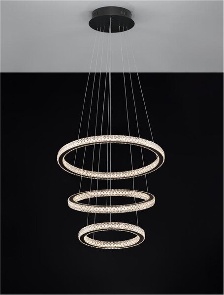 Nova Luce Závěsné LED svítidlo GINEVRA černý hliník a akryl 69W 3000K stmívatelné