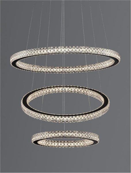 Nova Luce Závěsné LED svítidlo GINEVRA černý hliník a akryl 69W 3000K stmívatelné