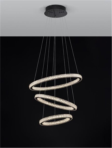 Nova Luce Závěsné LED svítidlo GINEVRA černý hliník a akryl 69W 3000K stmívatelné