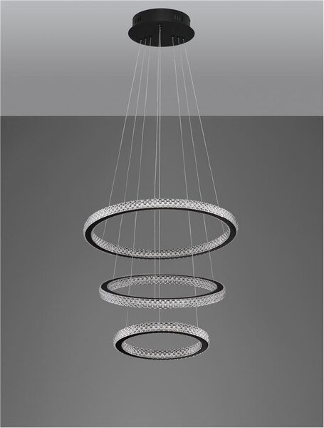 Nova Luce Závěsné LED svítidlo GINEVRA černý hliník a akryl 69W 3000K stmívatelné