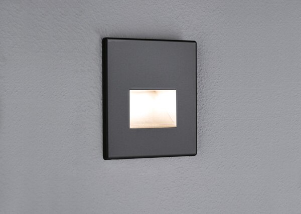 P 93094 LED vestavné svítidlo do zdi Edge Quadro hranaté 8x8cm 1,2W 230V 2700K černá mat - PAULMANN