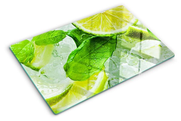 Skleněné krájecí prkénko Citrony a lístky máty ddk-nr-wm-00006948